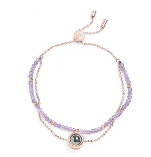 New 100 Languages Romantic Photo Projection Beaded Bracelet with Customizable Colorful 520 Design. Perfect for gifts!