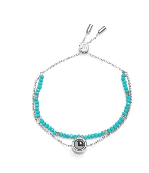 New 100 Languages Romantic Photo Projection Beaded Bracelet with Customizable Colorful 520 Design. Perfect for gifts!