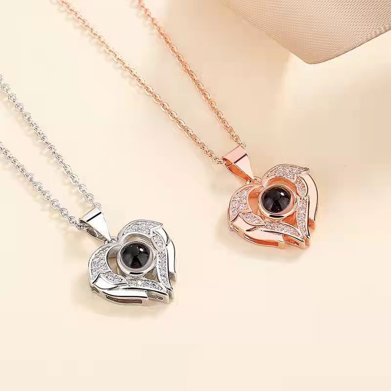 925 Silver Photo Necklace – Custom "I Love You" Pendant, Perfect Gift for Her.