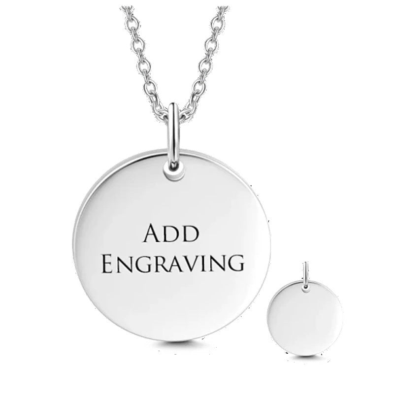 Jewelry | Popular Round Disc Engraved Minimalist Necklace | Personalized Sterling Silver Accessory