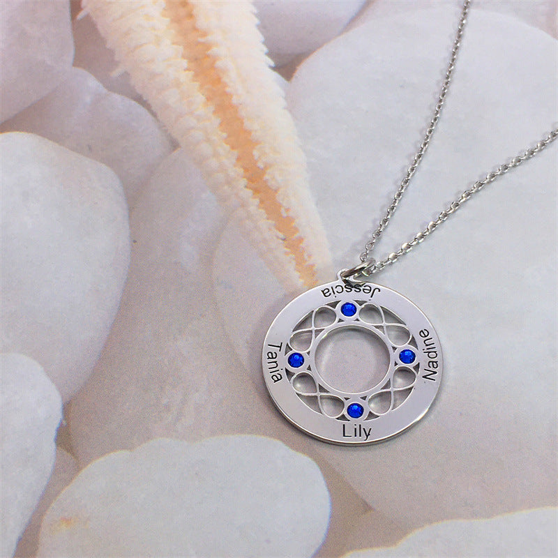 Jewelry Classic S925 Silver Infinity Circle Engraved Gemstone Necklace - Perfect Holiday Gift.