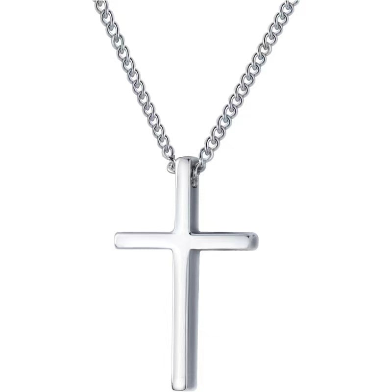 Minimalist unisex cross necklace, hip-hop titanium pendant, couple accessory, original design.