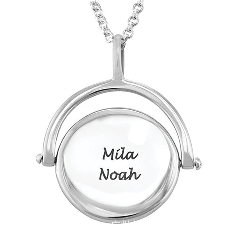 Rotatable Round DIY Personalized Lettering Necklace – Simple Holiday Commemorative Gift