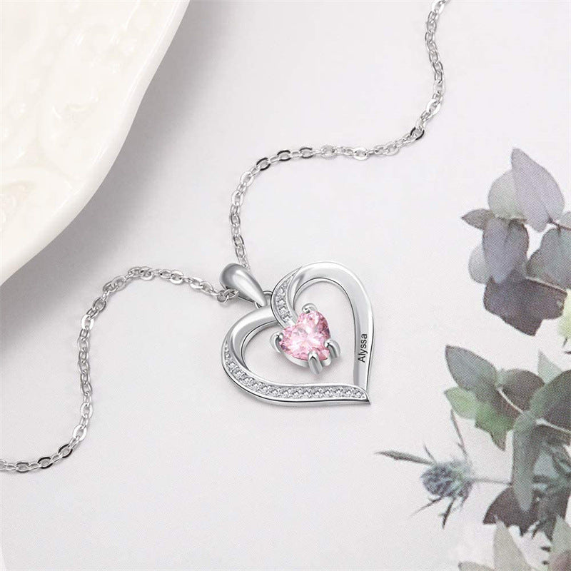 Elegant 925 Silver Heart Zircon Love Pendant Necklace - Perfect Valentine's Day Gift
