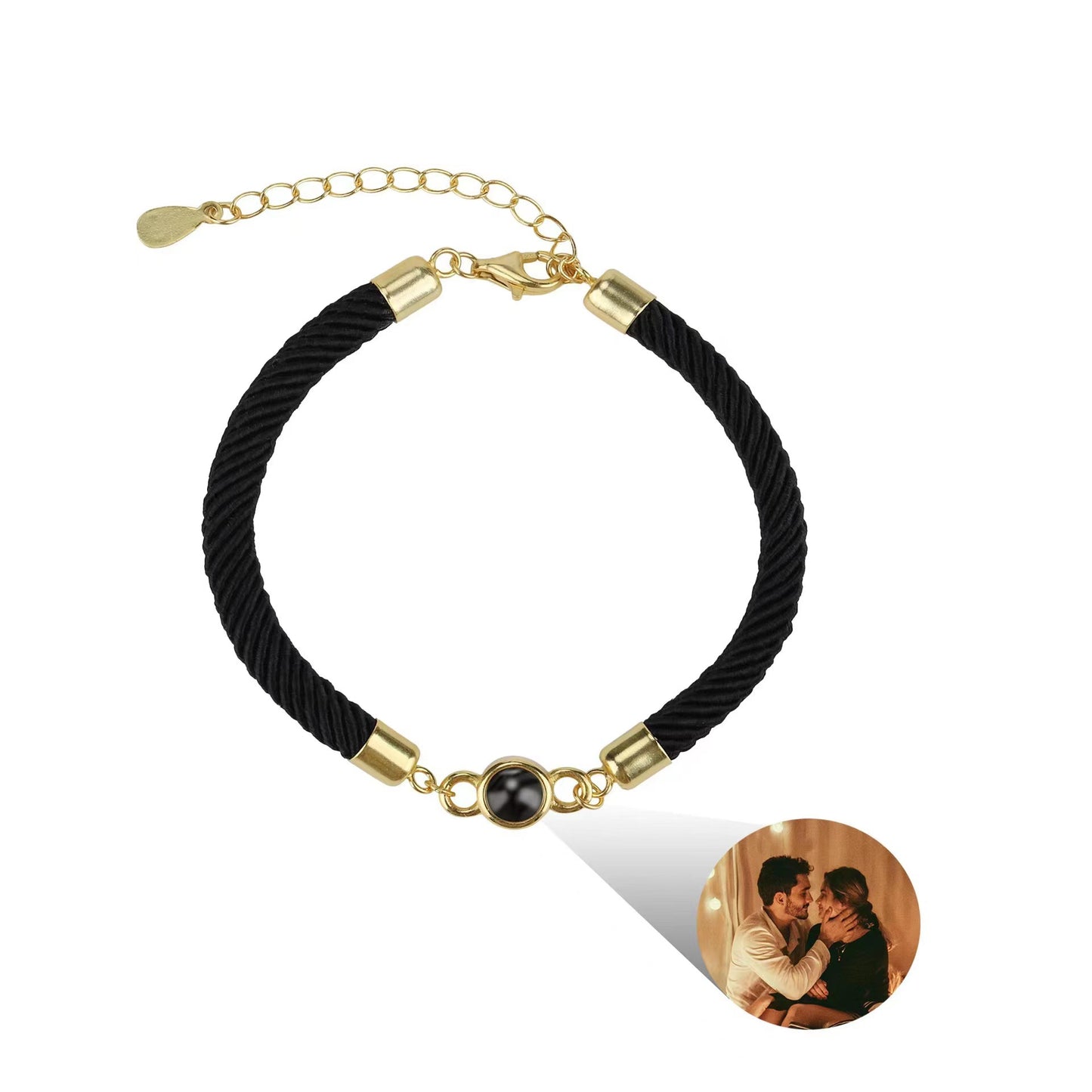Customizable projection bracelet with "I Love You" in 100 languages, minimalist and stylish, perfect holiday gift.