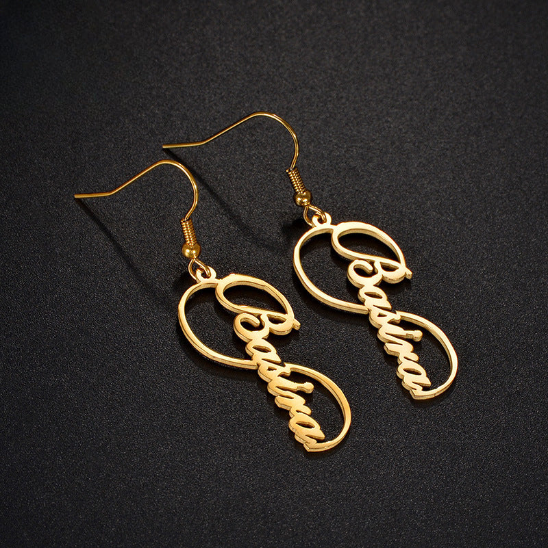 Hot selling personalized creative letter earrings for women hot selling name titanium steel earrings earrings