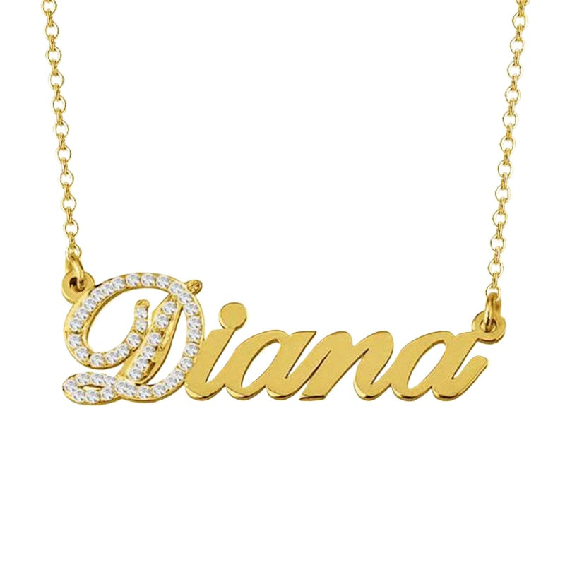 Popular initial diamond personalized 925 sterling silver necklace. Perfect Valentine's Day gift and keepsake for women.