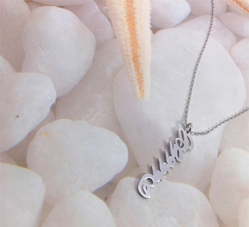 Custom S925 Sterling Silver Name Necklace – Trendy letter pendant, perfect for personalized gifts and daily wear.