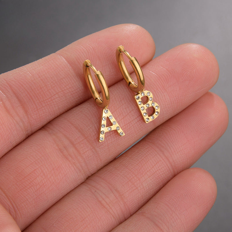 Popular stainless steel letter earrings, one minimum English name earrings, ear buckles, couple jewelry