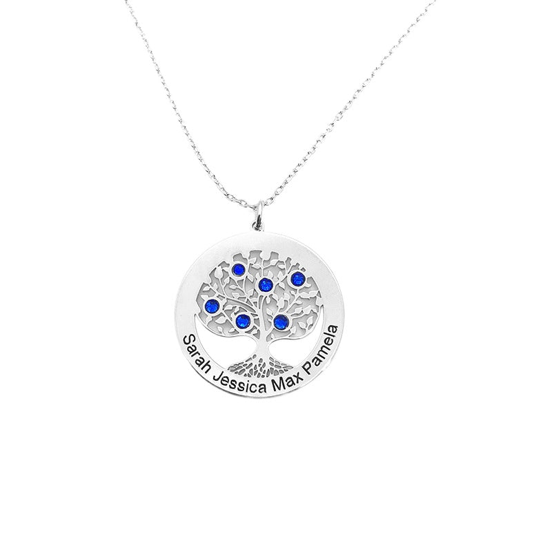 Best-Selling S925 Silver Tree of Life Necklace with Birthstones and Engraved Name – Perfect Mother’s Day Gift.