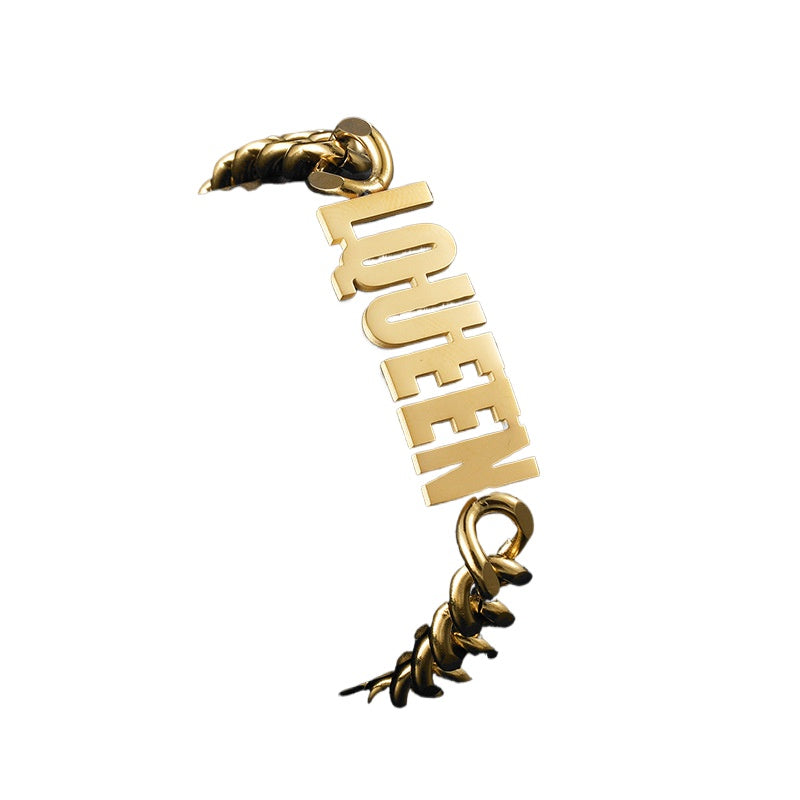 Hot sale titanium steel Cuban men's thick chain DIY letter name bracelet jewelry trend