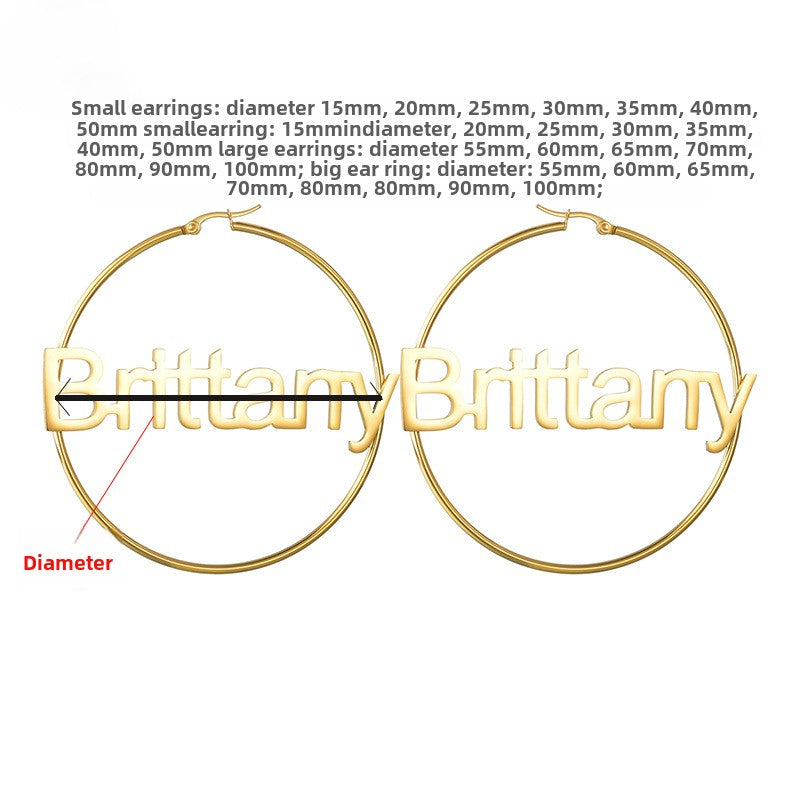 Cut new name earrings women, stainless steel letter smooth matte earrings