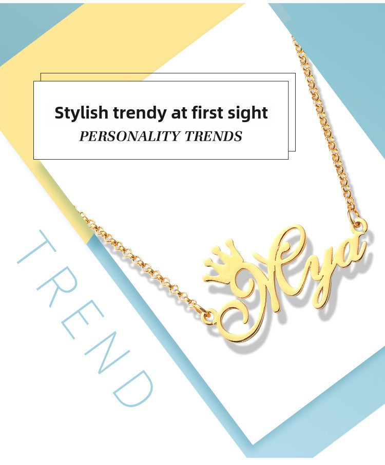 Fashion creative lettering custom private name letter necklace pendant silver jewelry