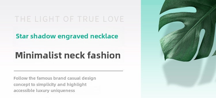 Fashion ins new star-shaped character shadow engraved necklace pendant collarbone silver jewelry