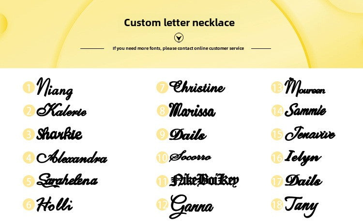 Fashion creative lettering custom private name letter necklace pendant silver jewelry