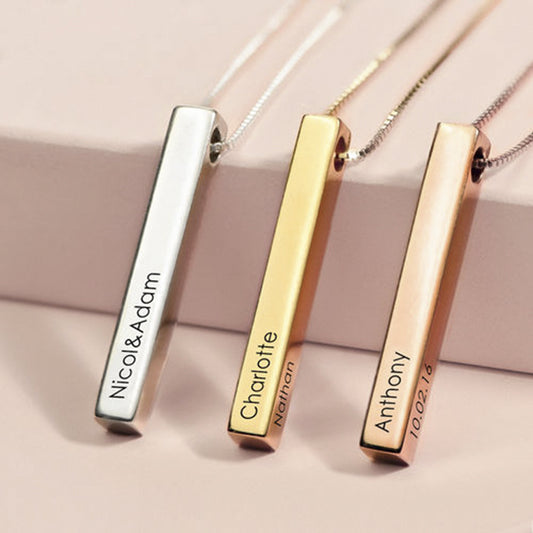 Rectangle Cool Girl Simple Pendant S925 Sterling Silver Necklace Clavicle Chain Student Japanese and Korean Versatile Women
