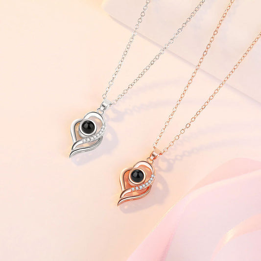 Engraving custom projection necklace 100 languages I love you memory TikTok celebrity clavicle necklace