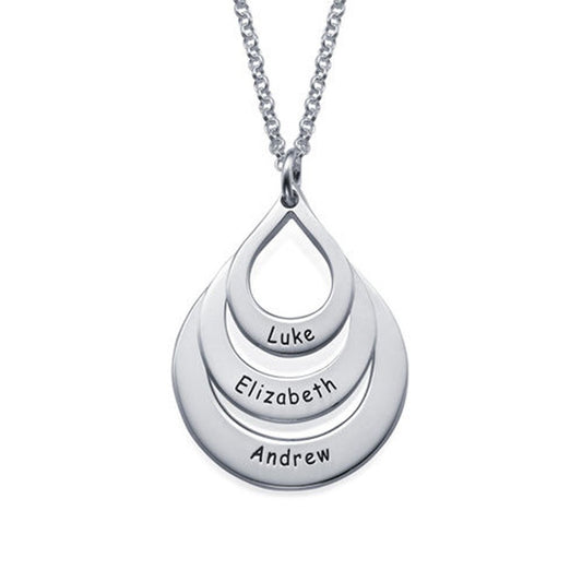 Customized hollow water drop pendant necklace with personalized engraving, perfect for adding a unique touch to your jewelry collection