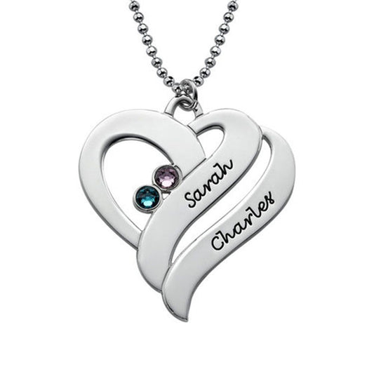 Personalized silver couple necklace, creative pendant gift for men and women, perfect for birthdays or as a custom engraved keepsake for girlfriends.