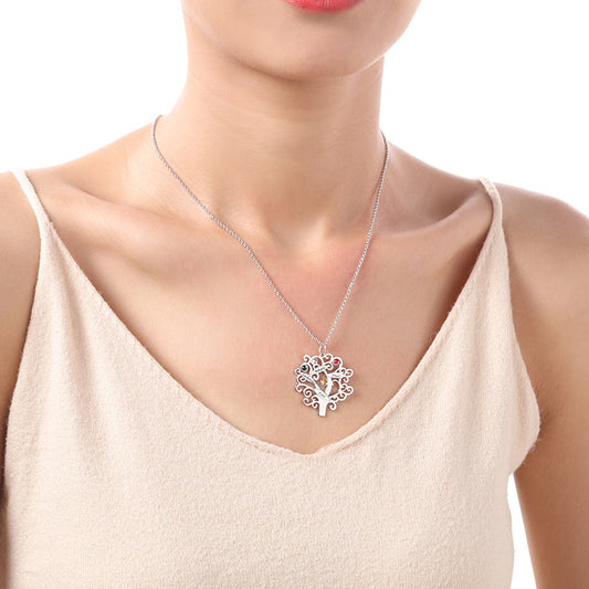 New personalized Christmas tree birthstone necklace pendant in silver, custom wholesale.