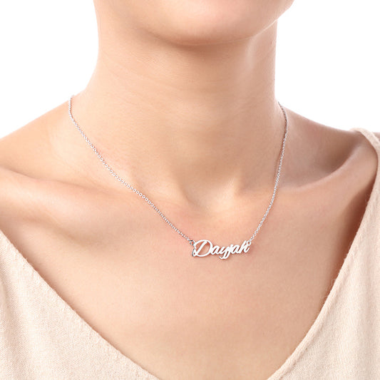 Personalized English name necklace, silver collarbone pendant, custom wholesale.