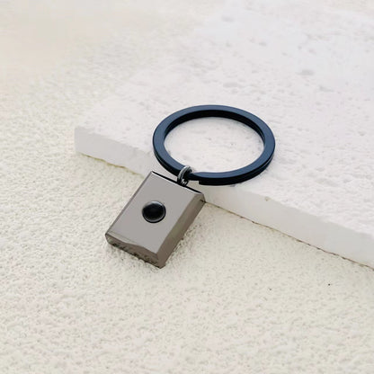 100 Languages "I Love You" projection pendant, titanium steel square keychain, customizable with photo and text.
