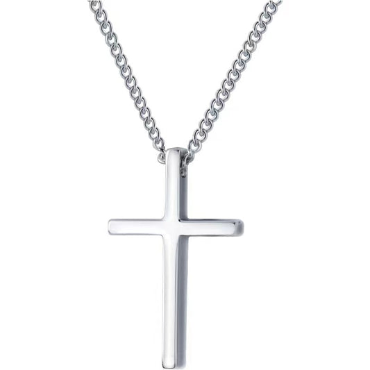 Minimalist unisex cross necklace, hip-hop titanium pendant, couple accessory, original design.