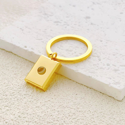 100 Languages "I Love You" projection pendant, titanium steel square keychain, customizable with photo and text.