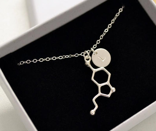 Molecule Initial Personalized Necklace Pendant Jewelry 925 Silver Gift Her